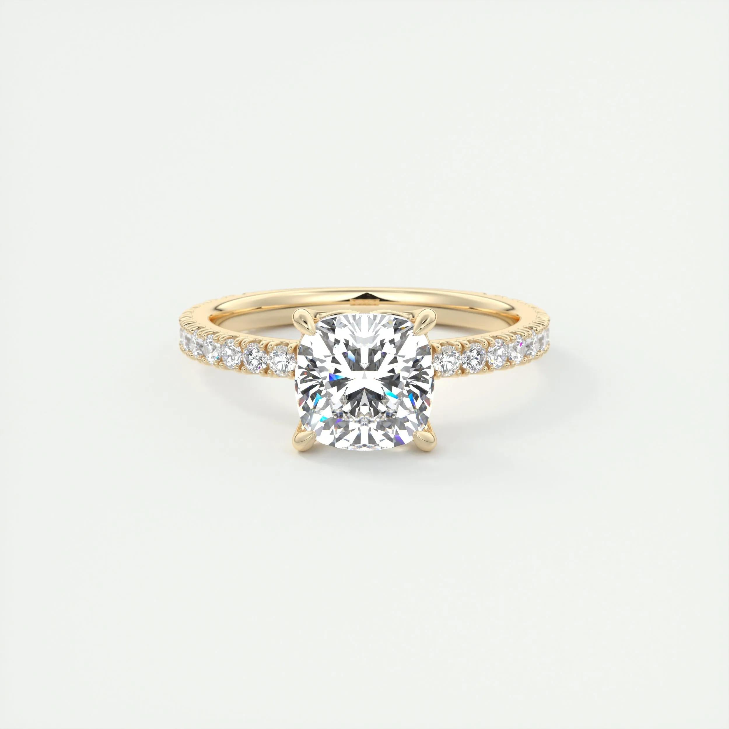 Pave Engagement Ring Featuring 2.15 CT Cushion Moissanite 8