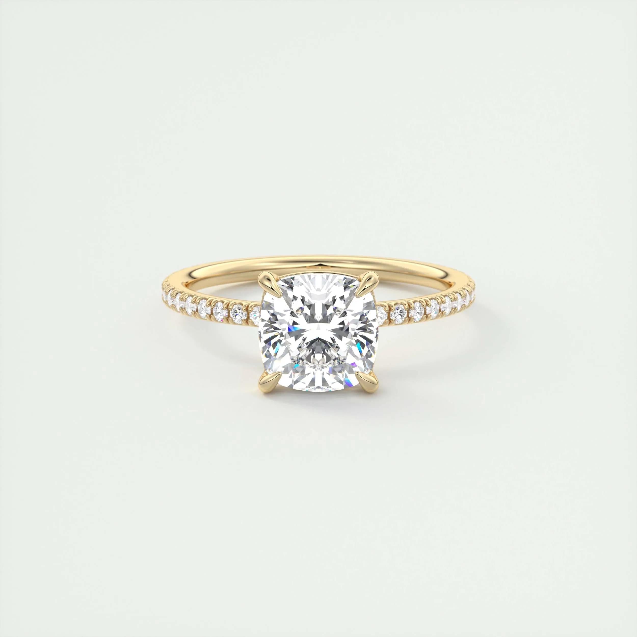 Pave Engagement Ring Featuring 2.15 CT Cushion Moissanite 8