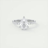 Pave Engagement Ring Featuring 1.93 CT Pear Moissanite 1