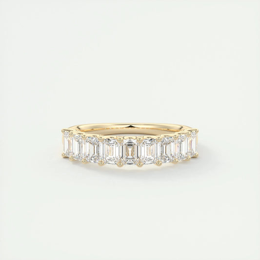 Half Eternity Wedding Band Featuring 1.80 TCW Emerald Moissanite 1