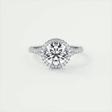 Halo Split Engagement Ring Featuring 2.0 CT Round Moissanite 1
