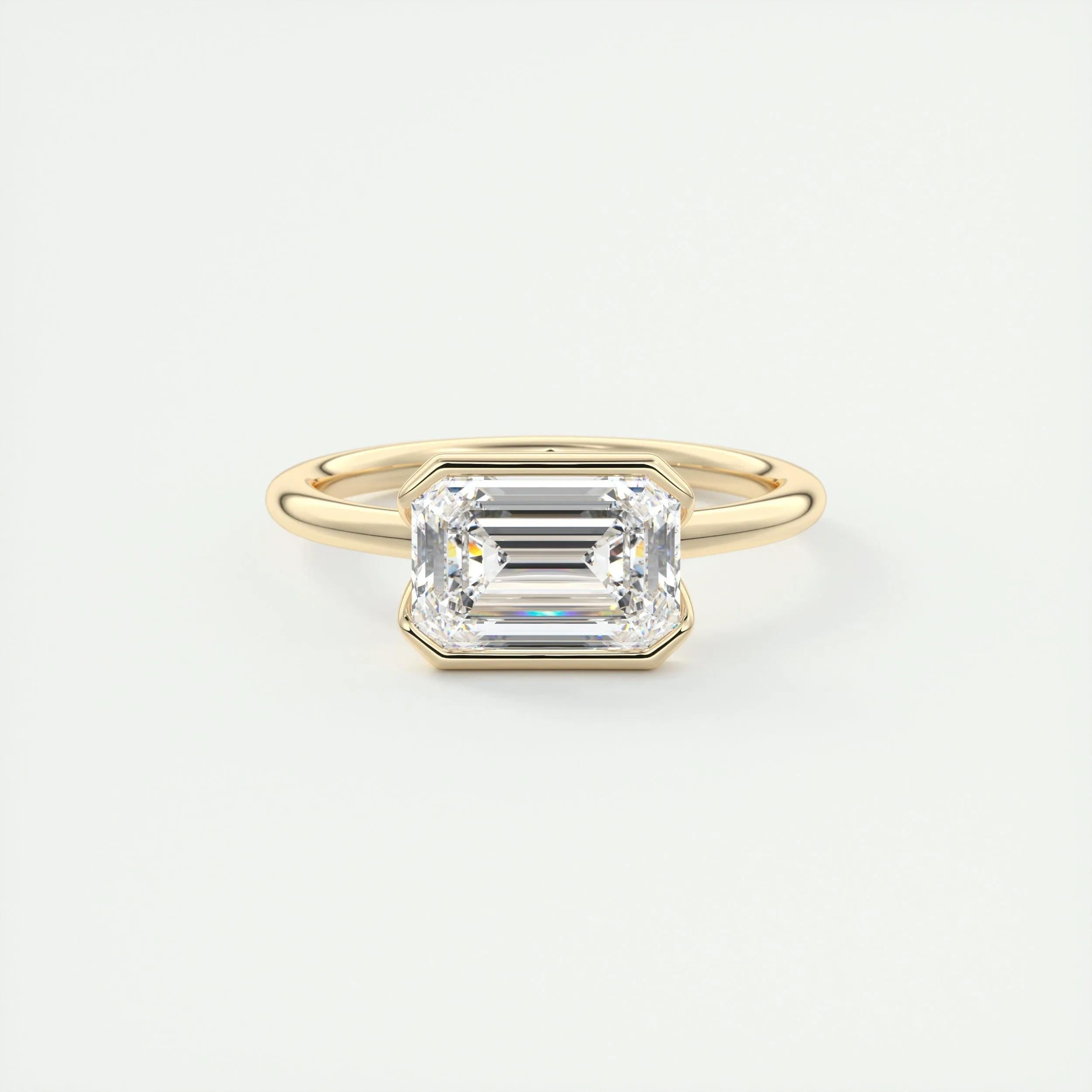 Solitaire Bezel Engagement Ring Featuring 1.91 CT Emerald Moissanite 24