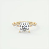 Pave Engagement Ring Featuring 2.08 CT Princess Moissanite 8