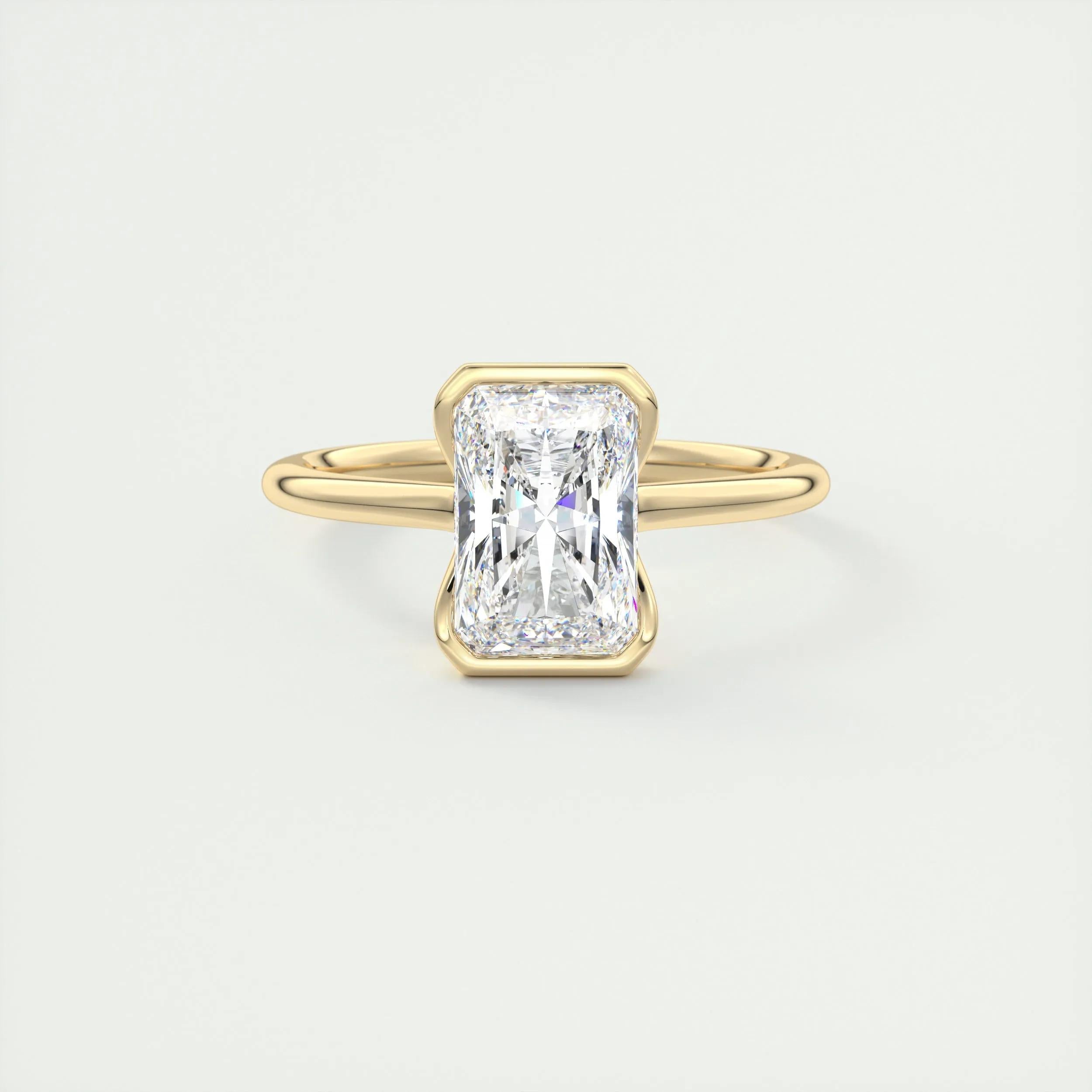 Solitaire Bezel Engagement Ring Featuring 2.10 CT Radiant Moissanite 8