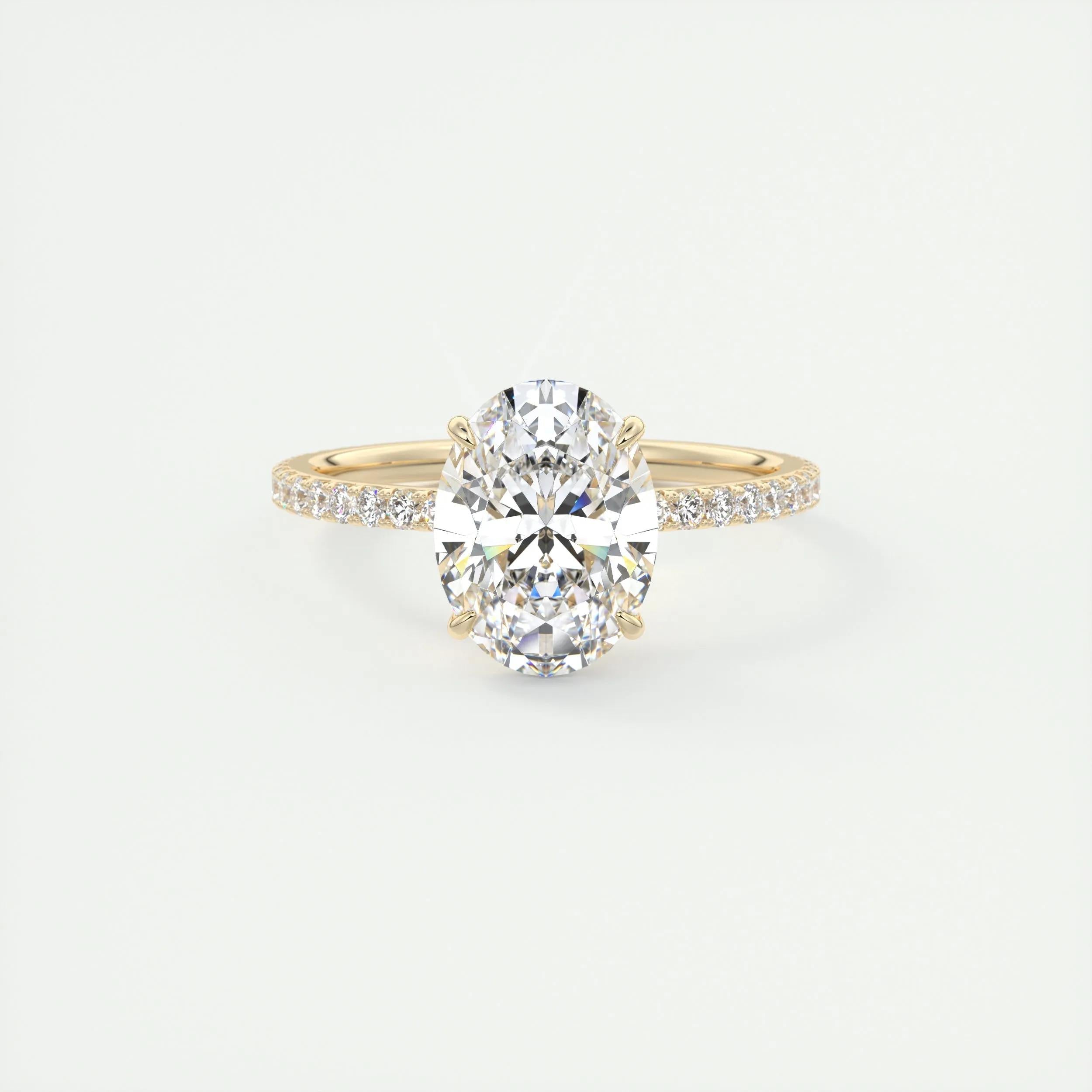 Pave Engagement Ring Featuring 1.91 CT Oval Moissanite 9