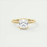 Solitaire Bezel Engagement Ring Featuring 2.15 CT Cushion Moissanite 9