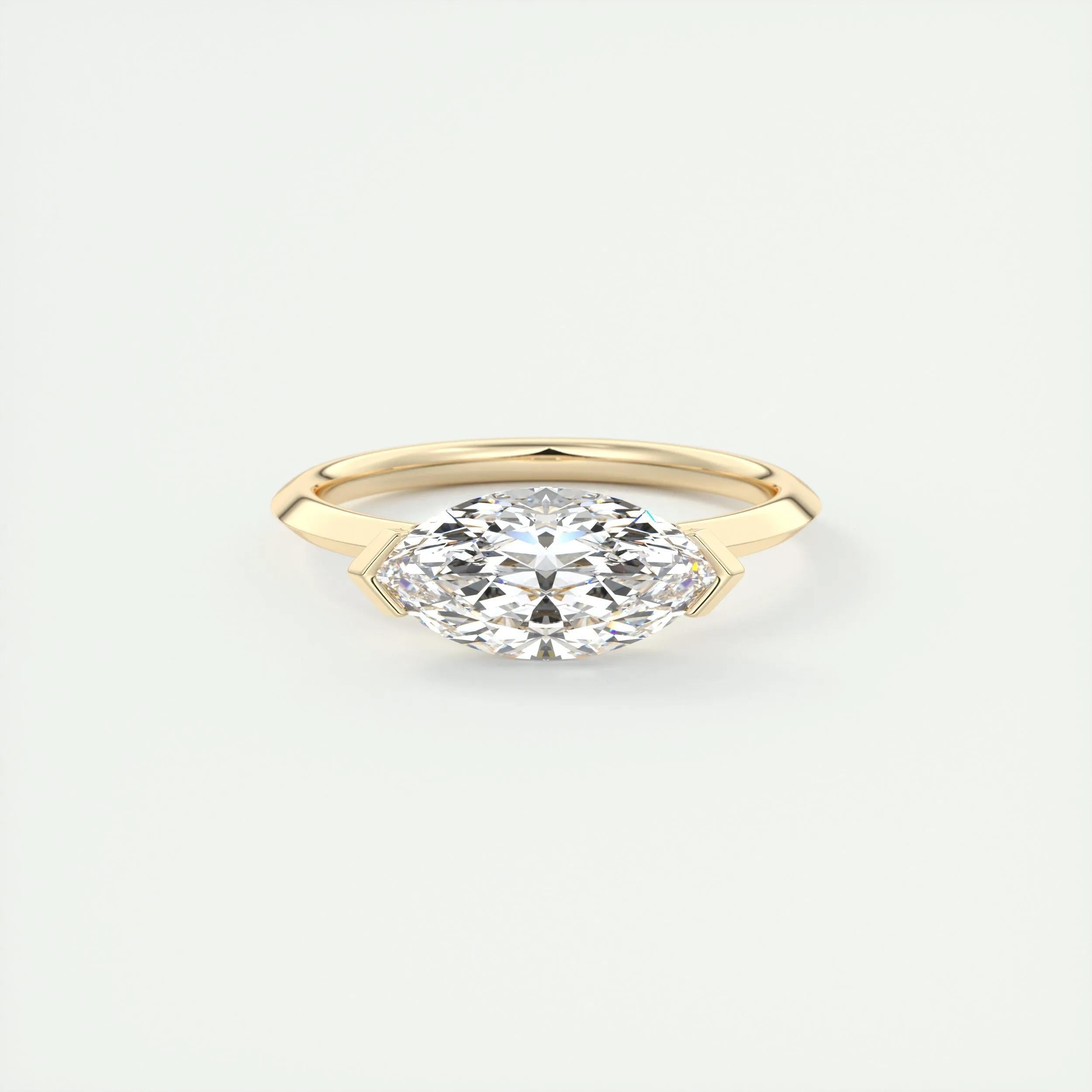 Solitaire Bezel Engagement Ring Featuring 1.98 CT Marquise Moissanite 9