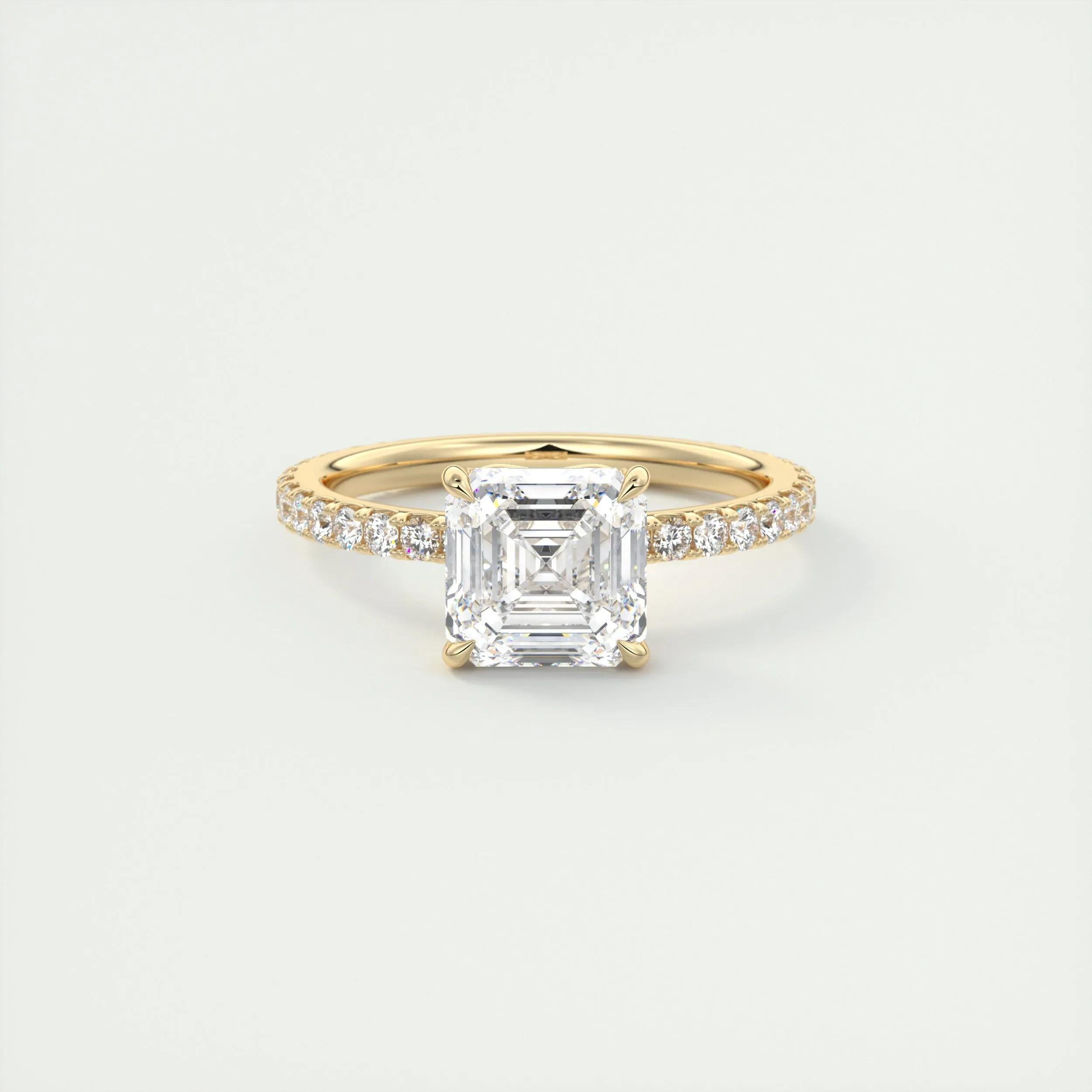 Pave Engagement Ring Featuring 2.03 CT Asscher Moissanite 8