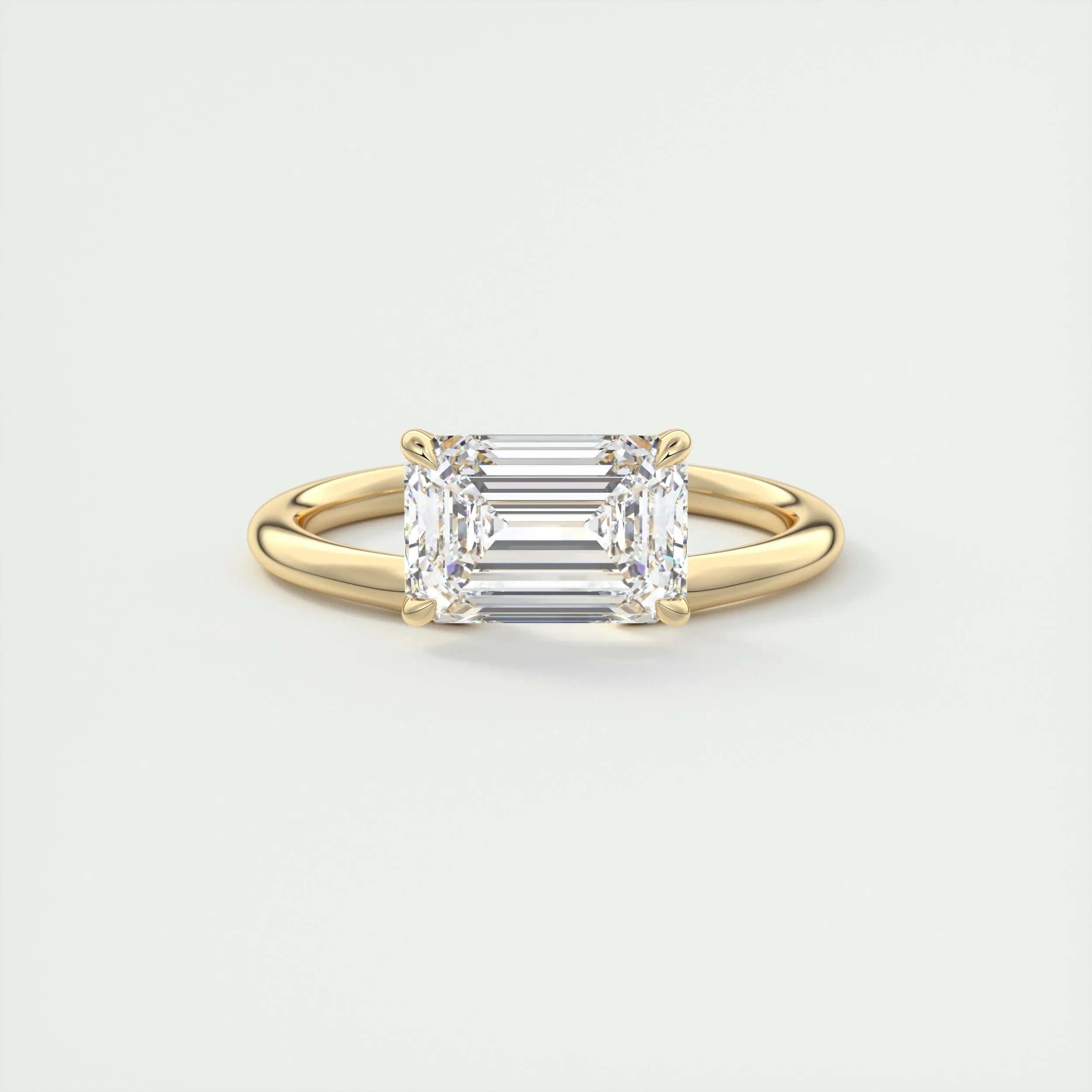 Solitaire Engagement Ring Featuring 1.91 CT East West Emerald Moissanite 8