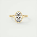 Solitaire Bezel Engagement Ring Featuring 1.91 CT Oval Moissanite 9
