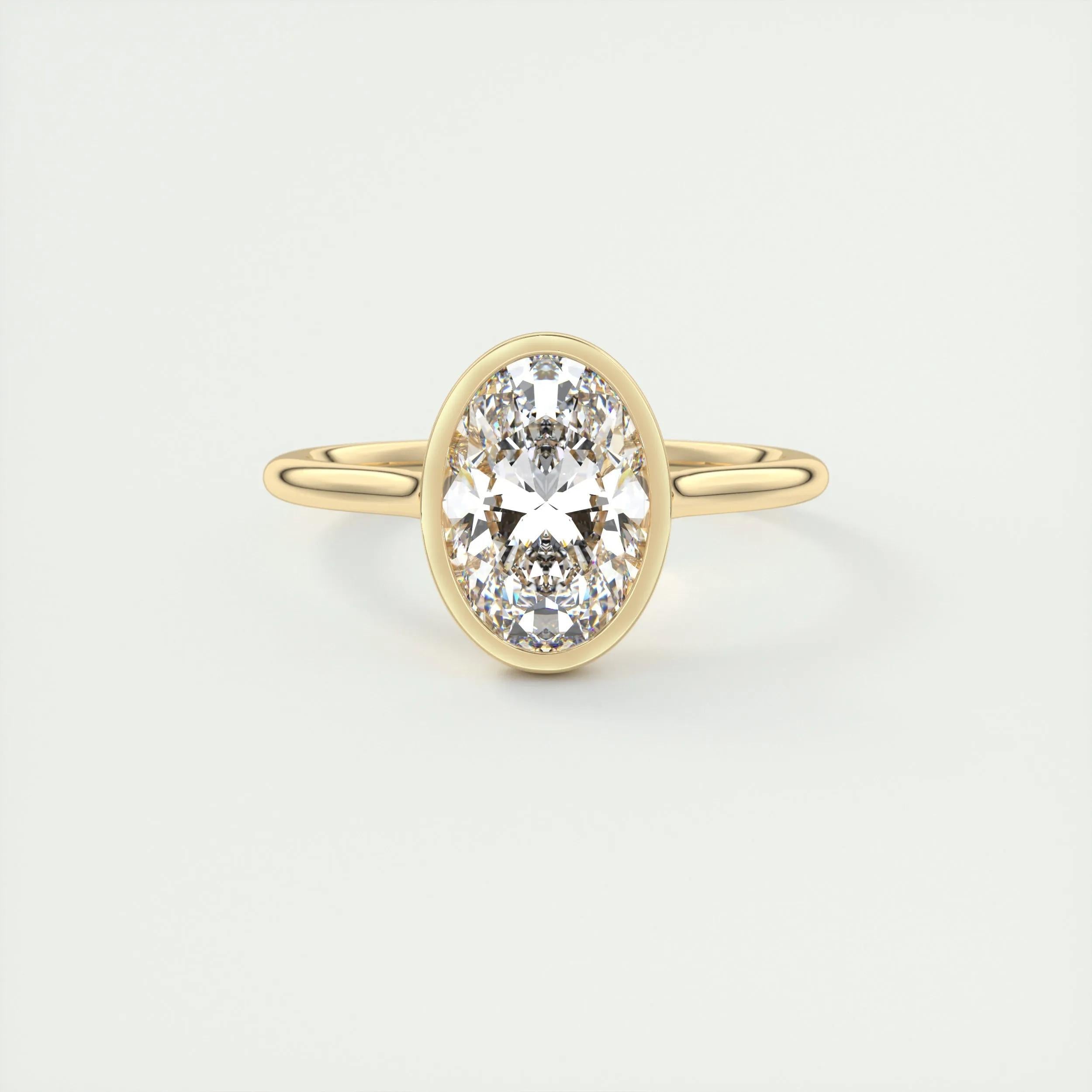 Solitaire Bezel Engagement Ring Featuring 1.91 CT Oval Moissanite 9