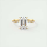 Pave Engagement Ring Featuring 1.91 CT Emerald Moissanite 8