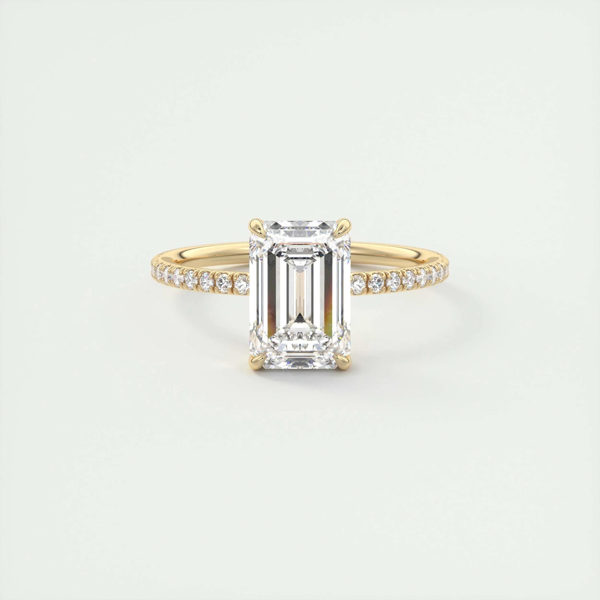 Pave Engagement Ring Featuring 1.91 CT Emerald Moissanite 8