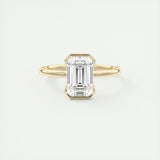 Solitaire Bezel Engagement Ring Featuring 1.91 CT Emerald Moissanite 22