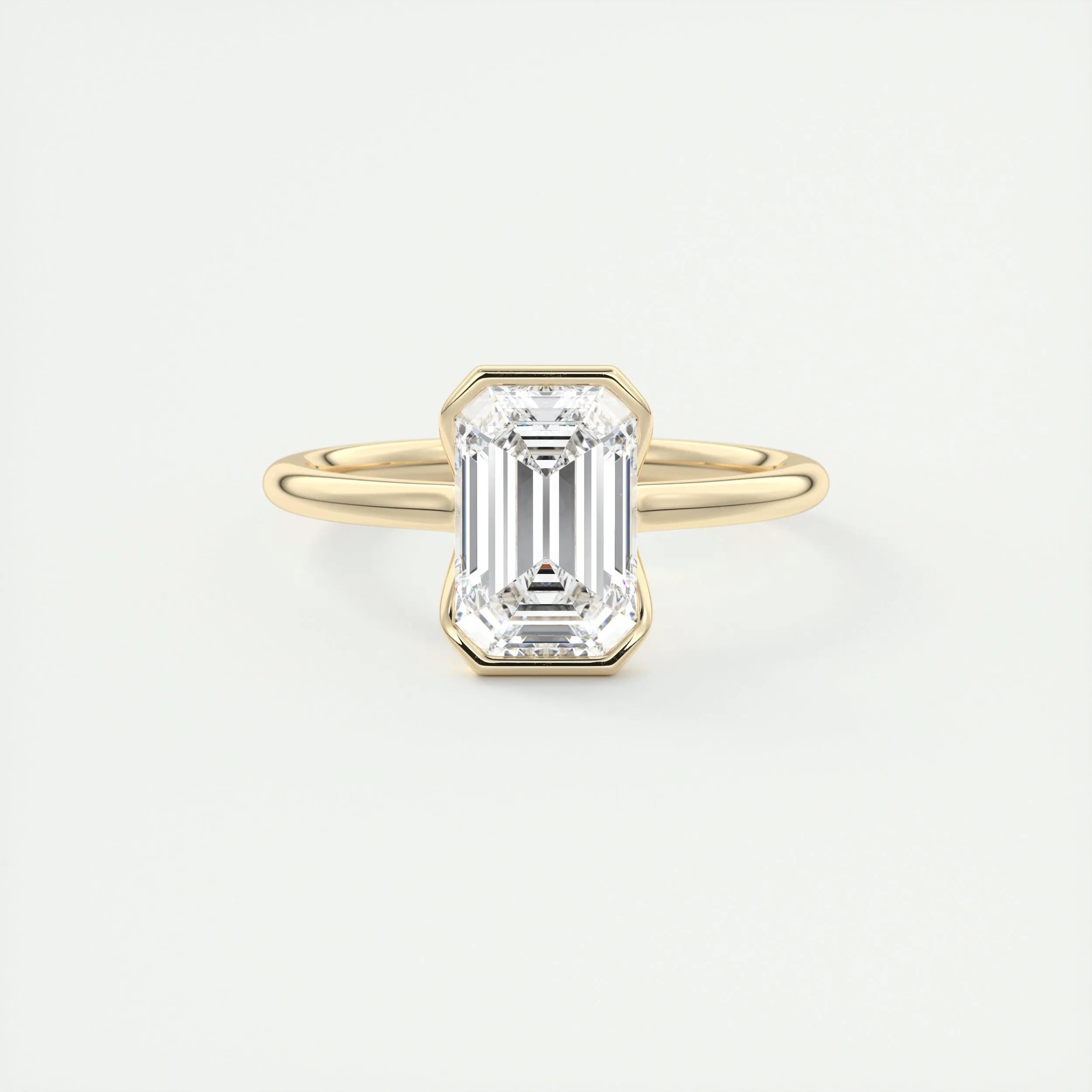 Solitaire Bezel Engagement Ring Featuring 1.91 CT Emerald Moissanite 22