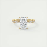 Pave Engagement Ring Featuring 2.0 CT Radiant Moissanite 9