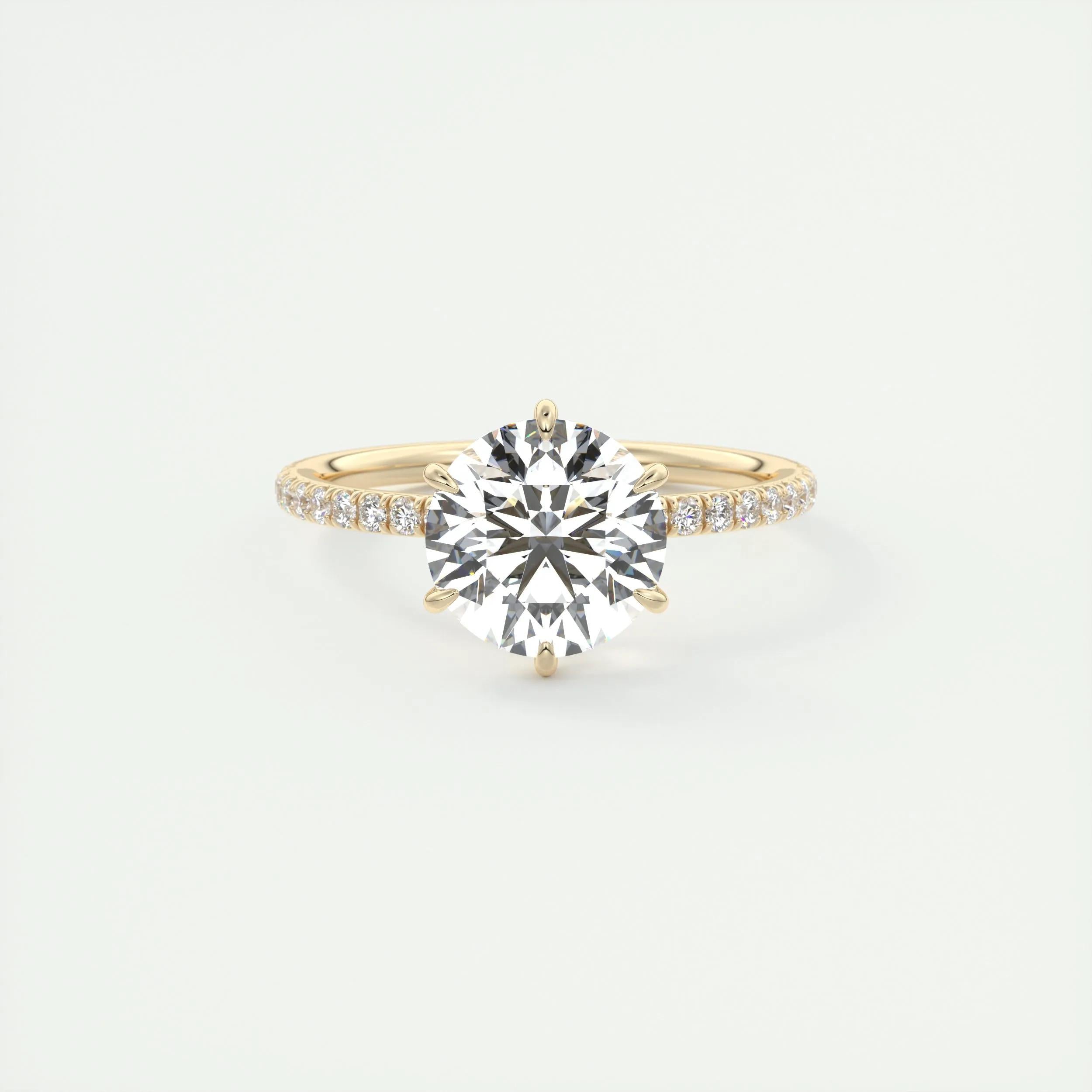 Pave Engagement Ring Featuring 2.0 CT Round Moissanite 8