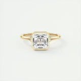 Solitaire Bezel Engagement Ring Featuring 2.03 CT Asscher Moissanite 8