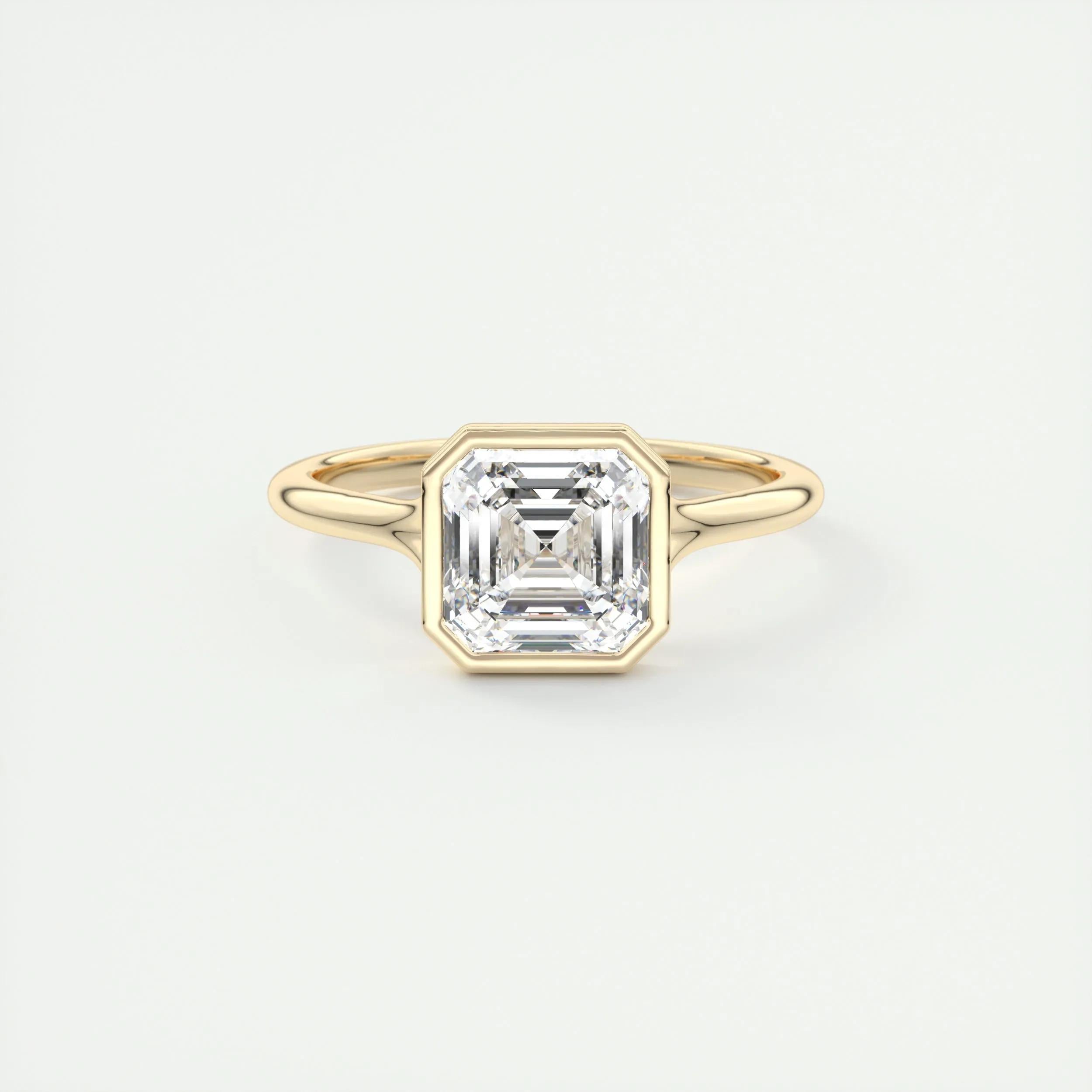 Solitaire Bezel Engagement Ring Featuring 2.03 CT Asscher Moissanite 8