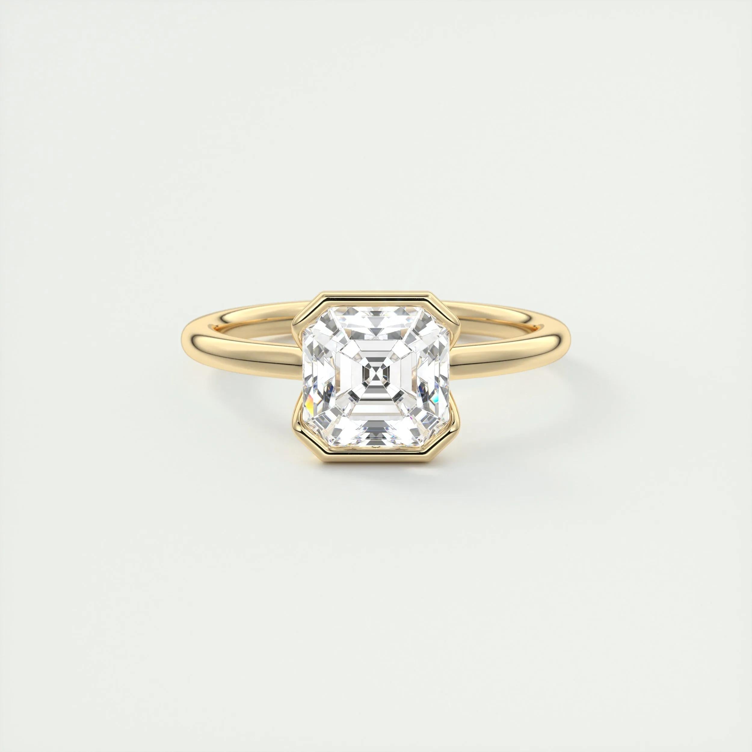 Solitaire Bezel Engagement Ring Featuring 2.03 CT Asscher Moissanite 9