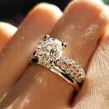 1.30 CT Round Shaped Moissanite Twisted Pave Engagement Ring 10