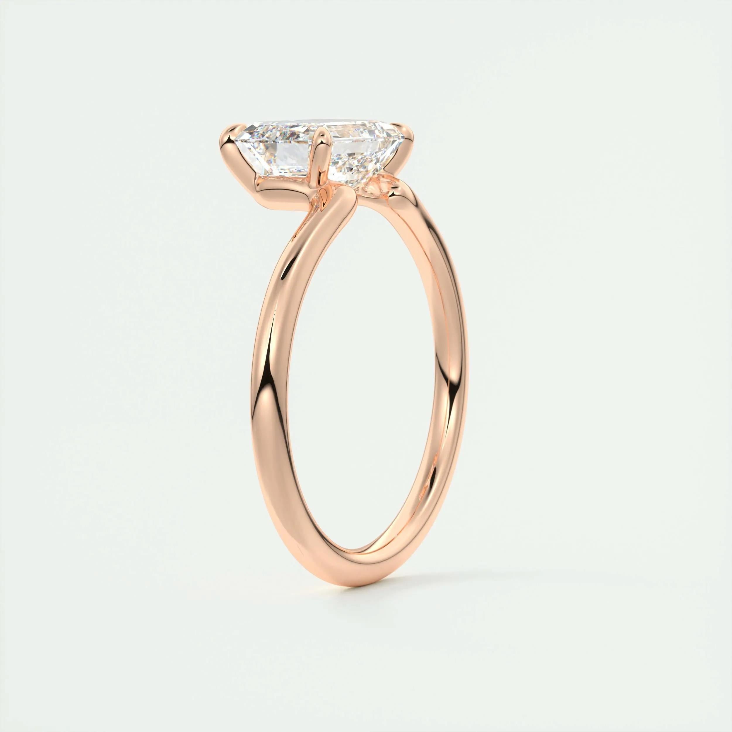 Solitaire Engagement Ring Featuring 1.91 CT East West Emerald Moissanite 20