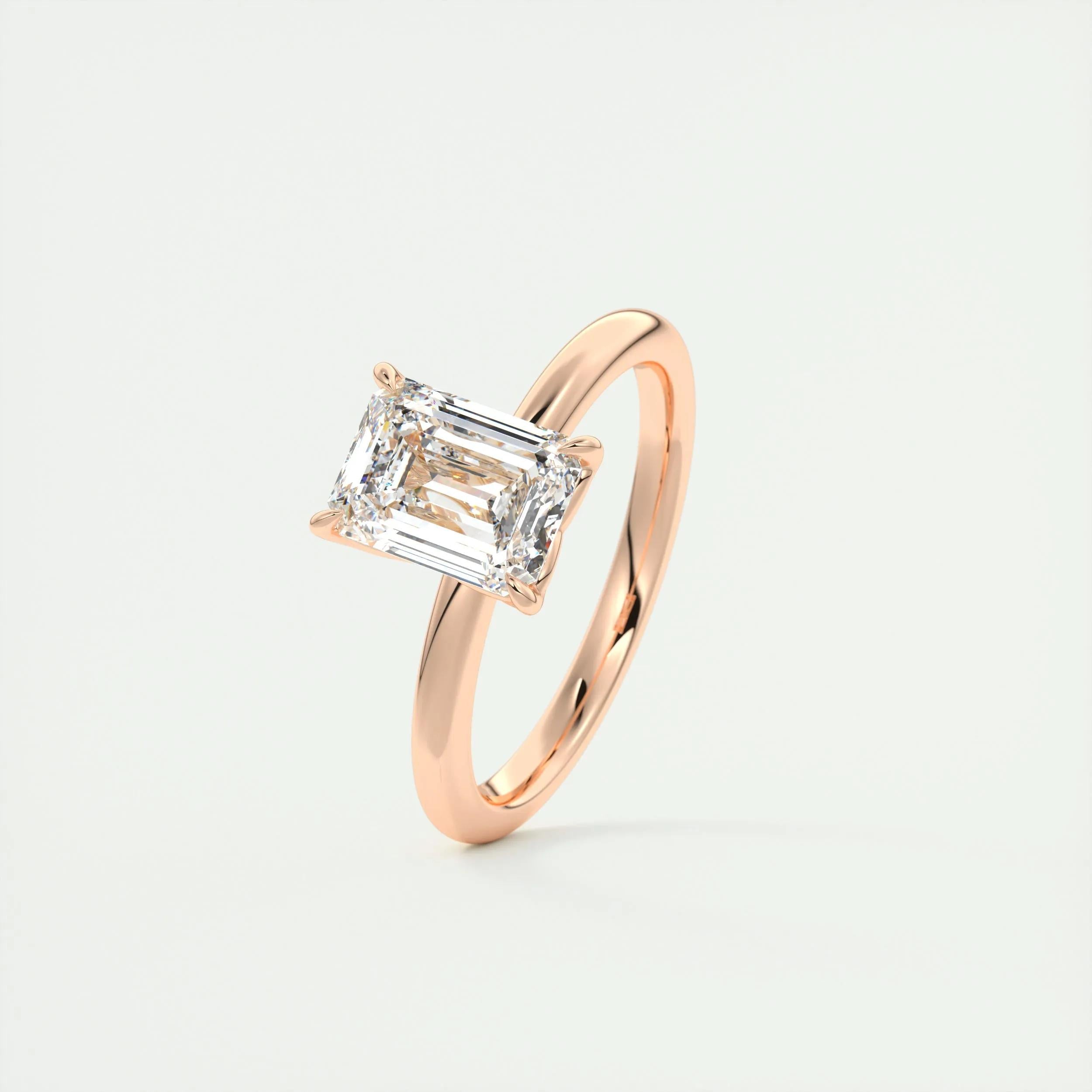 Solitaire Engagement Ring Featuring 1.91 CT Emerald Moissanite 18