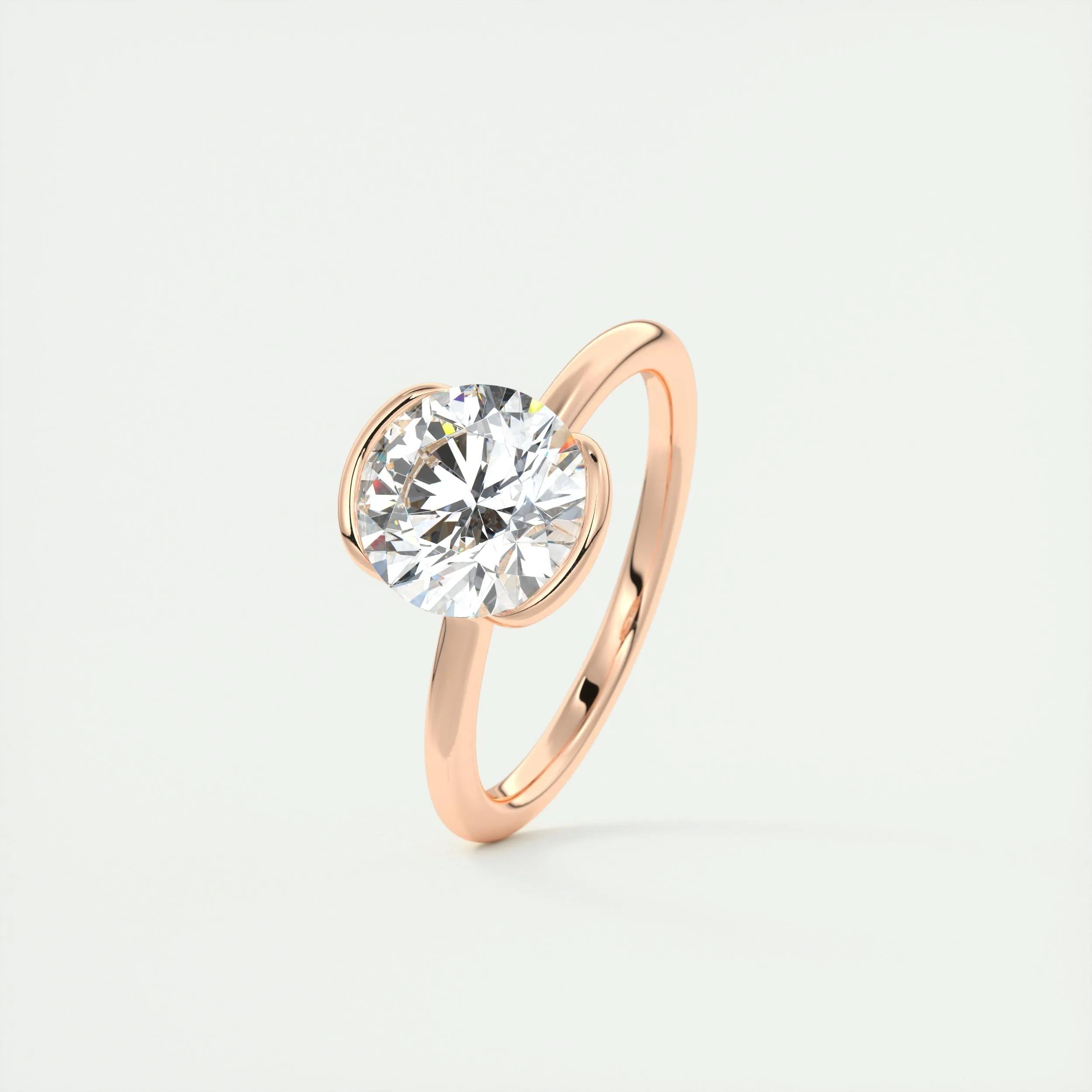 Solitaire Bezel Engagement Ring Featuring 2.0 CT Round Moissanite 18