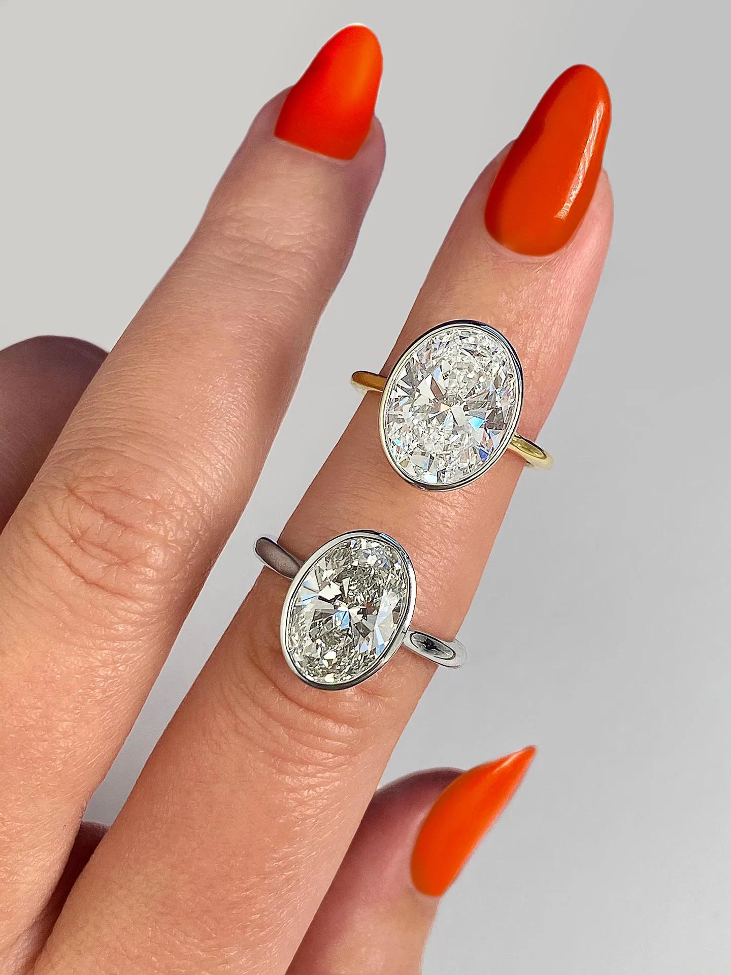 Solitaire Bezel Engagement Ring Featuring 1.91 CT Oval Moissanite 21