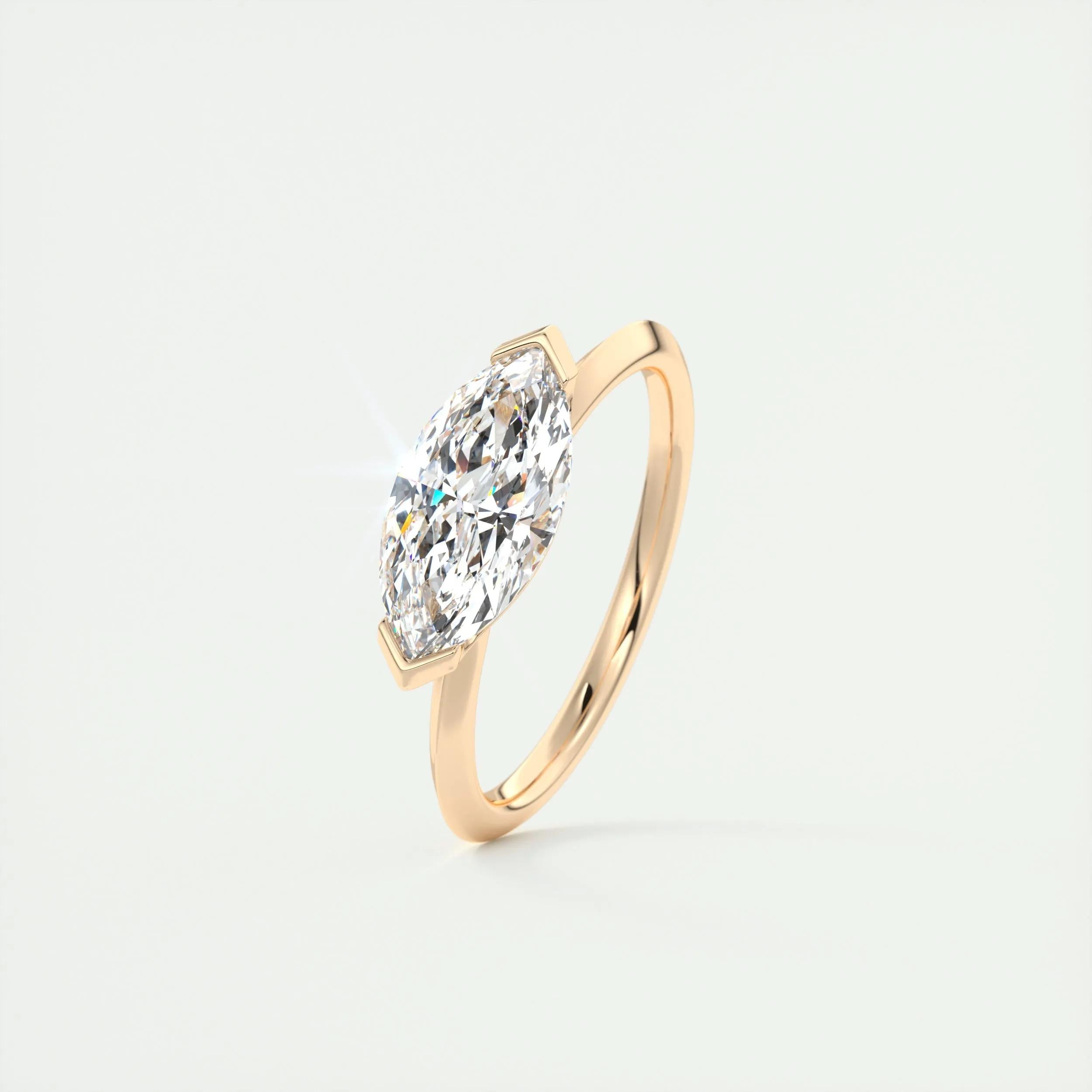 Solitaire Bezel Engagement Ring Featuring 1.98 CT Marquise Moissanite 18