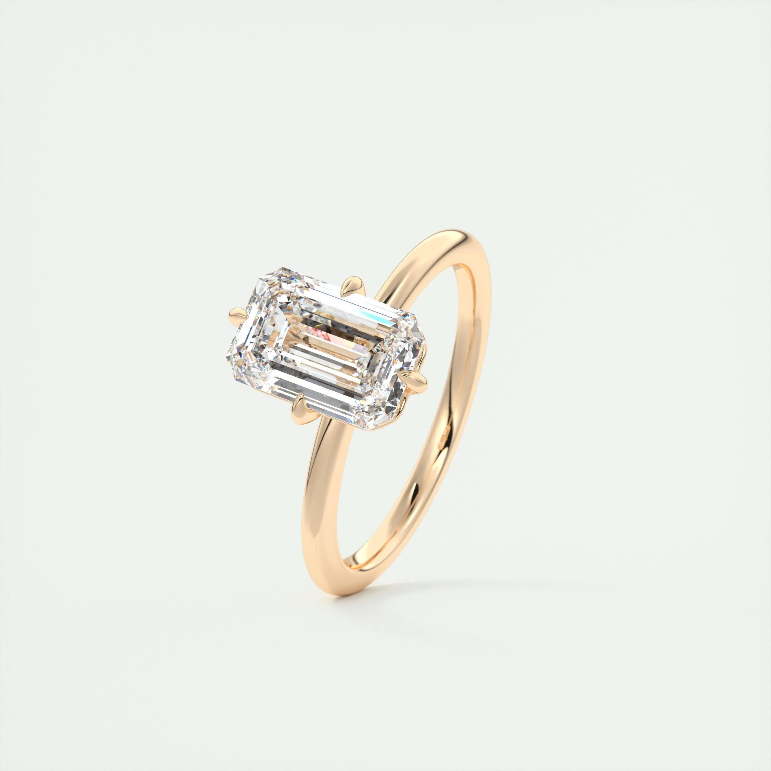 Solitaire Engagement Ring Featuring 1.91 CT Emerald Moissanite 18