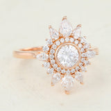Cluster Halo Engagement Ring Featuring 0.41 CT Round Moissanite 2