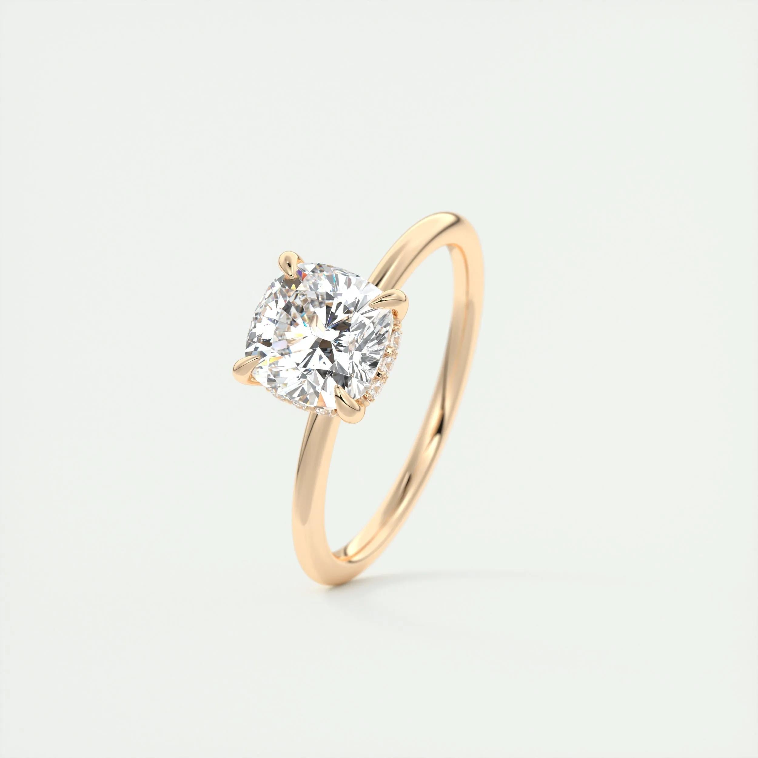 Hidden Halo Engagement Ring Featuring 2.15 CT Cushion Moissanite 18
