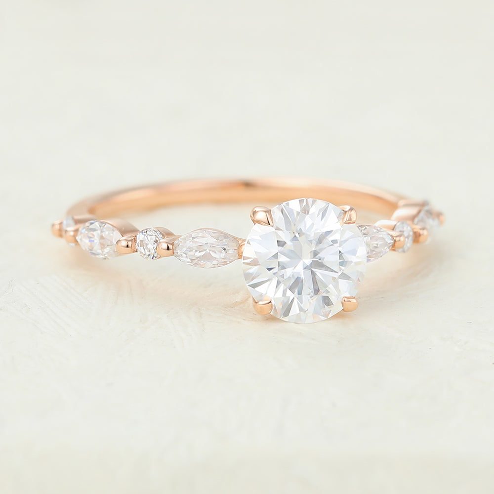 Pave Engagement Ring Featuring 0.88 CT Round Moissanite 3