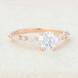 Pave Engagement Ring Featuring 0.88 CT Round Moissanite 3