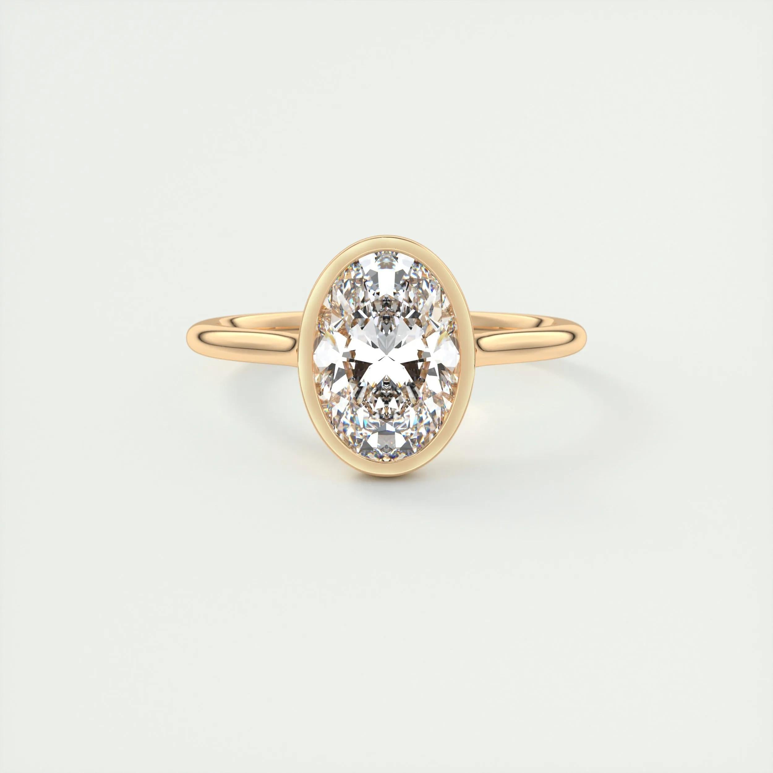 Solitaire Bezel Engagement Ring Featuring 1.91 CT Oval Moissanite 15