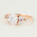 Cluster Engagement Ring Featuring 1.33 CT Oval Moissanite 4