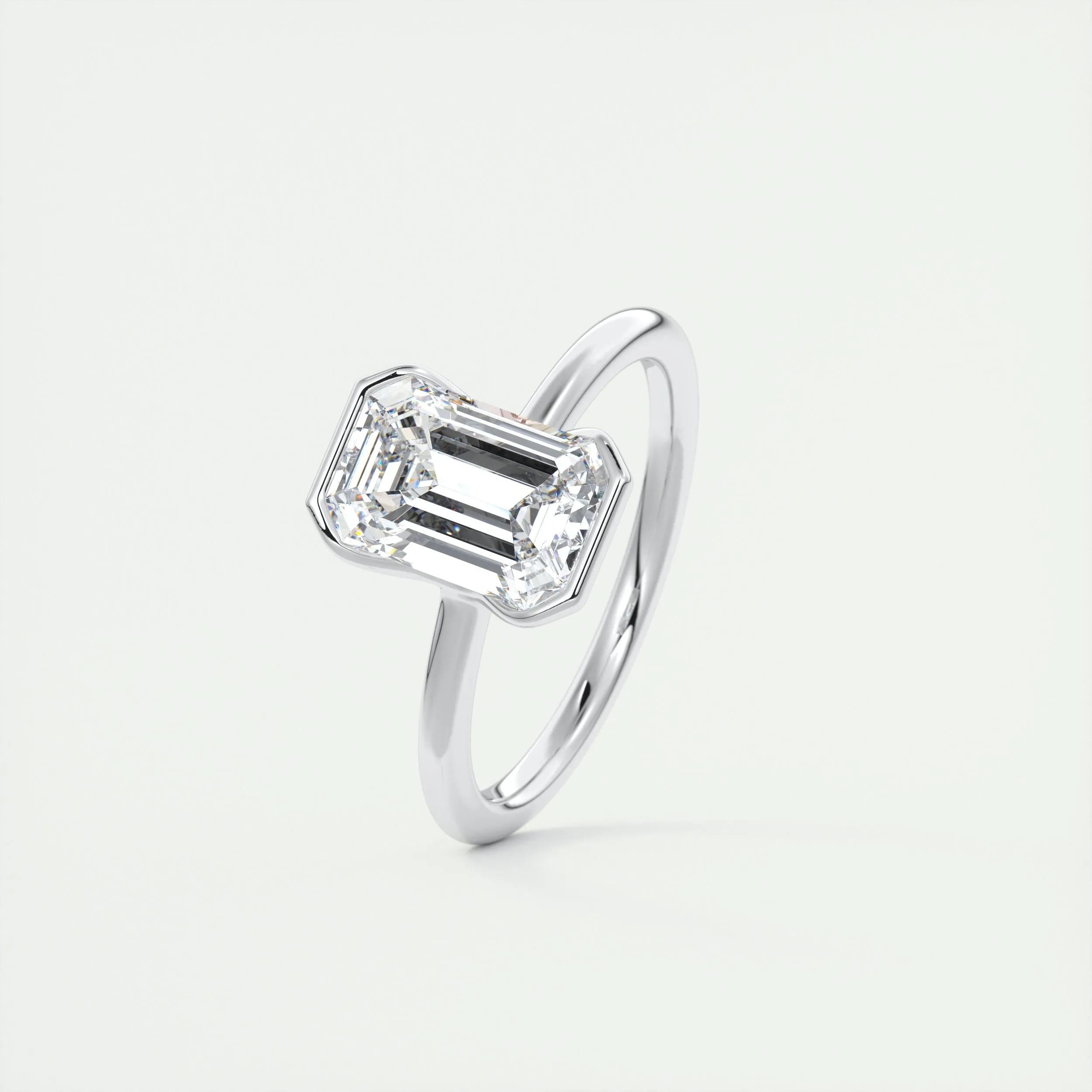 Solitaire Bezel Engagement Ring Featuring 1.91 CT Emerald Moissanite 5