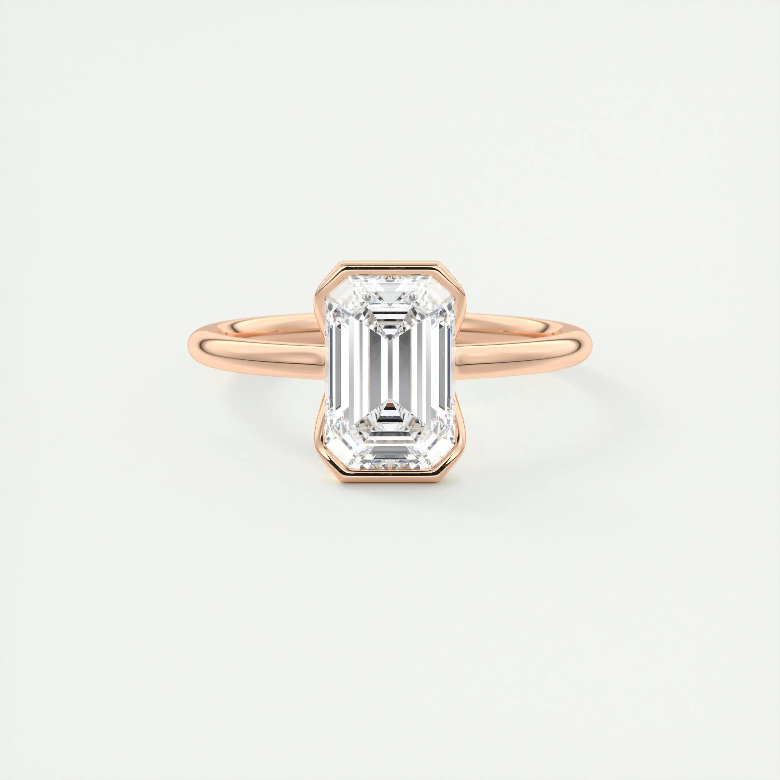 Solitaire Bezel Engagement Ring Featuring 1.91 CT Emerald Moissanite 15