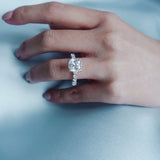 3.0 CT Cushion Shaped Moissanite Hidden Halo & Pave Engagement Ring