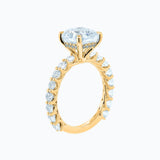 3.0 CT Cushion Shaped Moissanite Hidden Halo & Pave Engagement Ring
