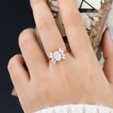 Cluster Engagement Ring Featuring 1.33 CT Oval Moissanite 2