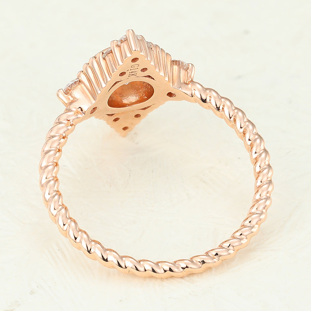 0.41 CT Round Shaped Moissanite Cluster Vintage Engagement Ring 4