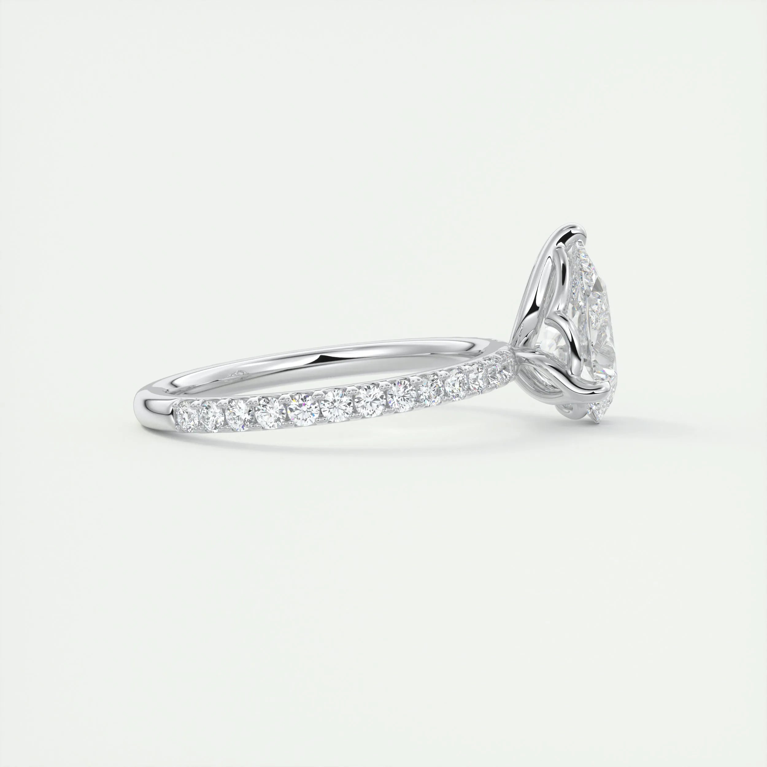 Pave Engagement Ring Featuring 1.93 CT Pear Moissanite 2