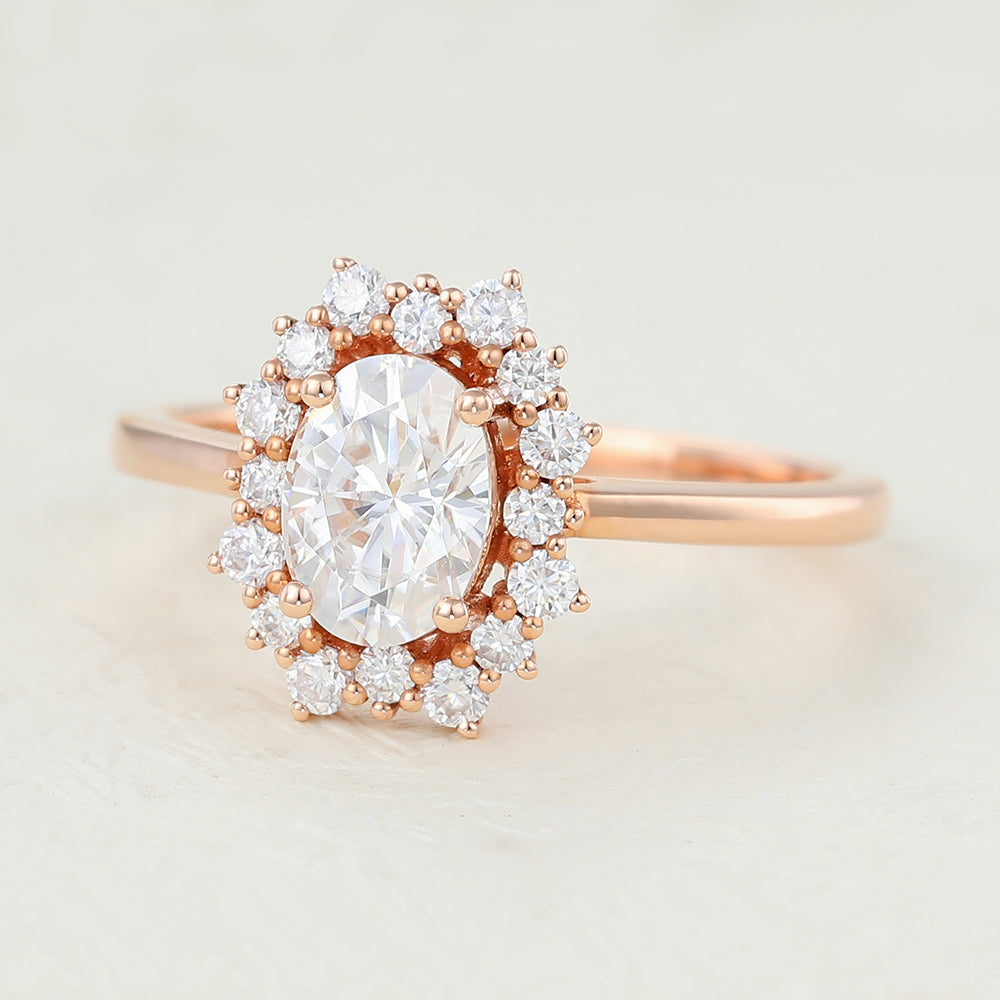 Halo Engagement Ring Featuring 1.0 CT Oval Moissanite 3