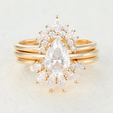 1.50 CT Pear Moissanite Solitaire Bridal Ring Set 1