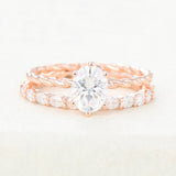 1.33 CT Oval Moissanite Twisted Shank Bridal Ring Set
