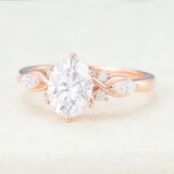 Cluster Engagement Ring Featuring 1.33 CT Oval Moissanite 4