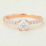 Pave Engagement Ring Featuring 0.41 CT Round Moissanite 1