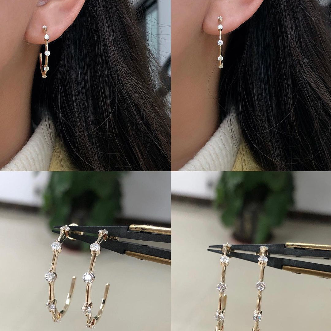 0.24 TCW Round Cut Moissanite Open Hoop Earrings 3